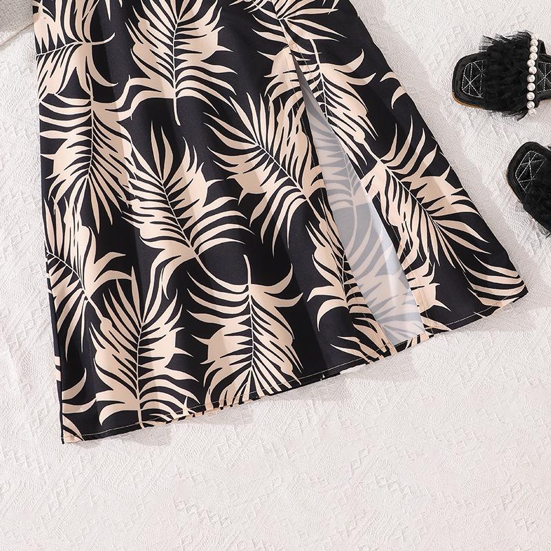 Girls' Casual Set, Autumn Children's Vest Top, Fashionable Printed Skirt