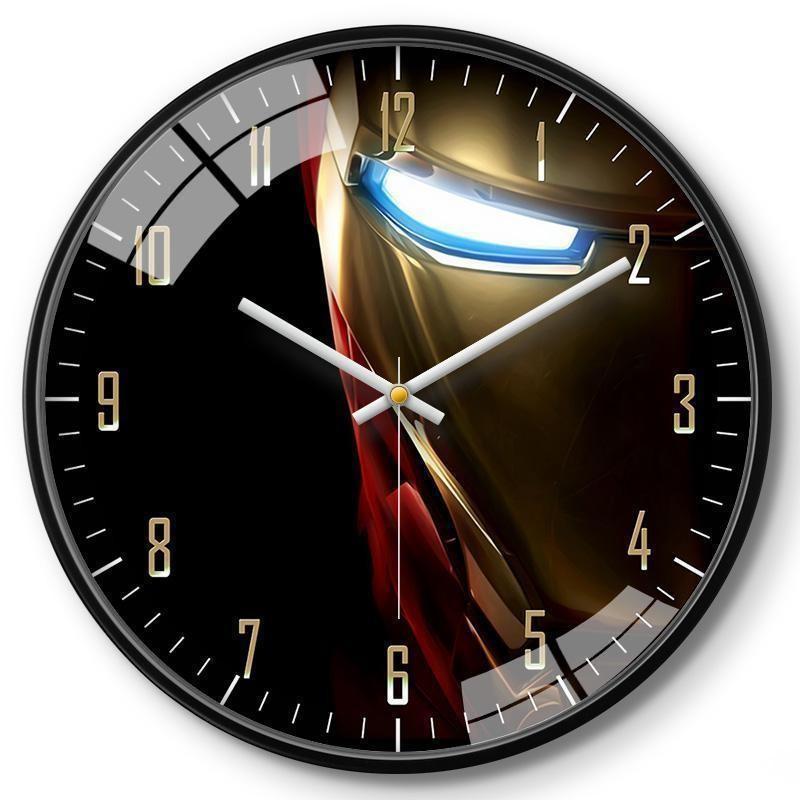Marvel Captain America Iron Man Spider-Man Muster Wanduhr für Kinderzimmer Dekoration