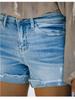 2023 Women's High Elastic Mid-Waist Ripped Denim Shorts