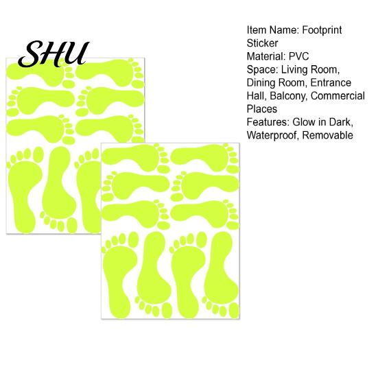 Durable Footprint Decals 2 Sheets/Set Halloween Sticker Glow In The Dark Waterproof PVC Removable Living Room Bedroom Office Wall Art Floor