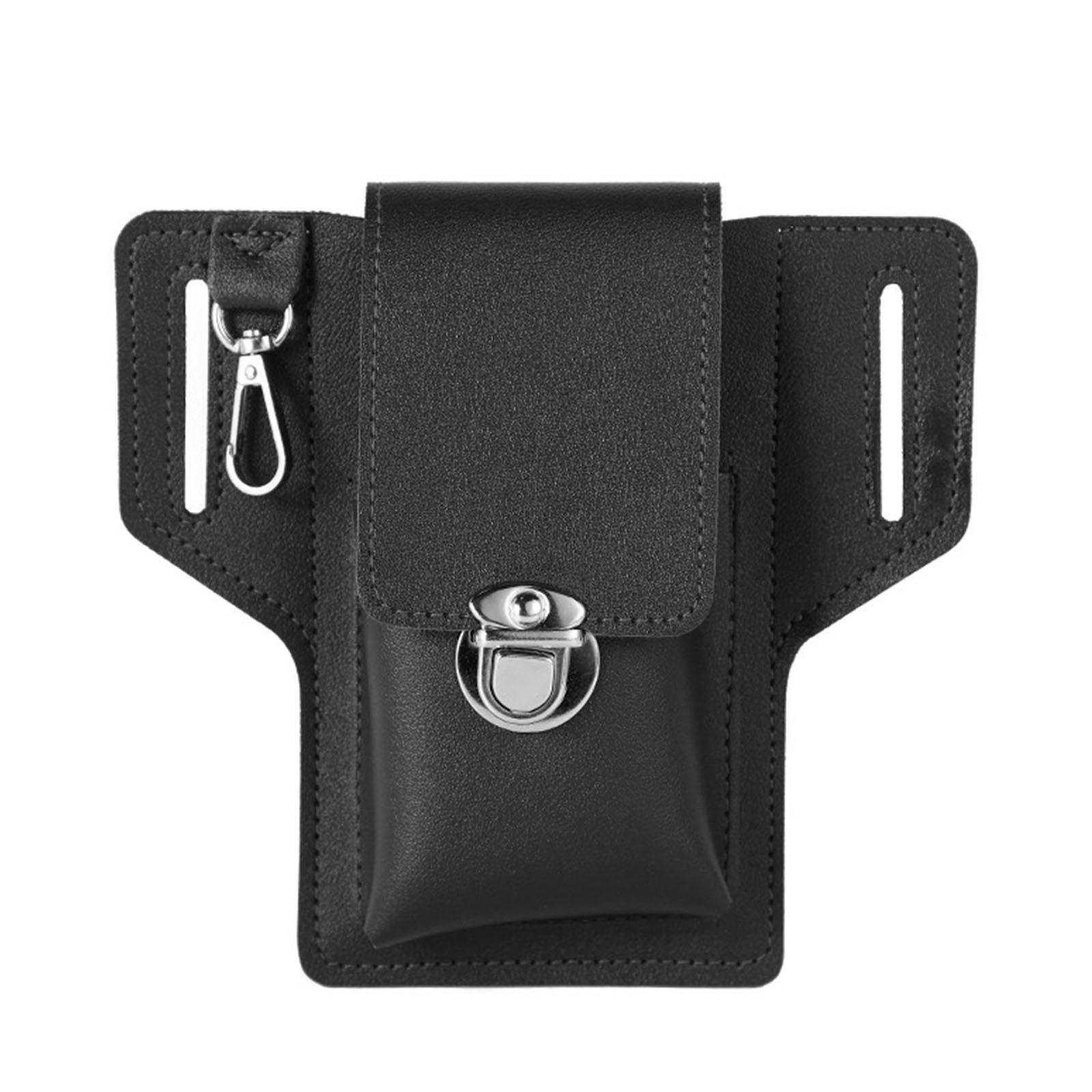 

Винтажная кожаная поясная сумка с петлей для ремня, кобура для переноски телефона, кошелек для Ca чёрный