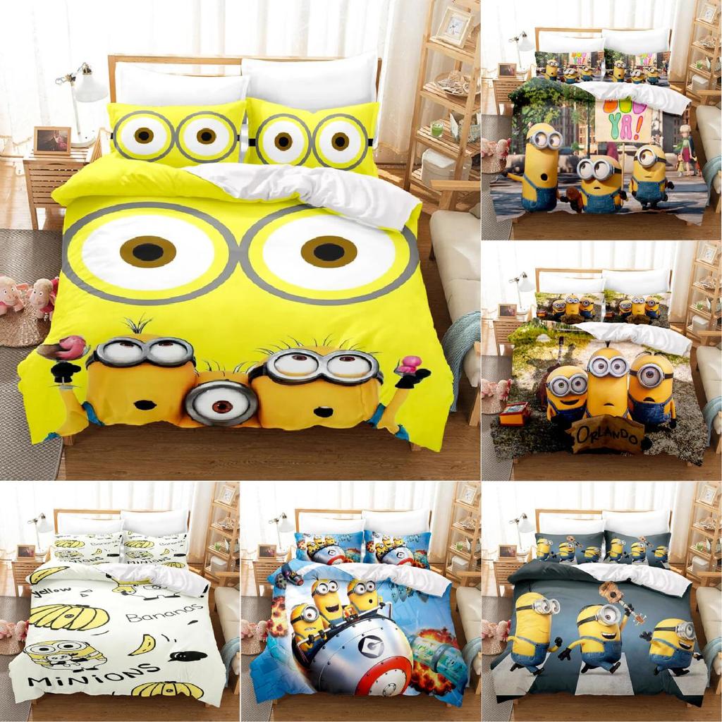 Minions Duvet Anime Cover Set Comforte Printed Cartoon Twin Bedding Christmas