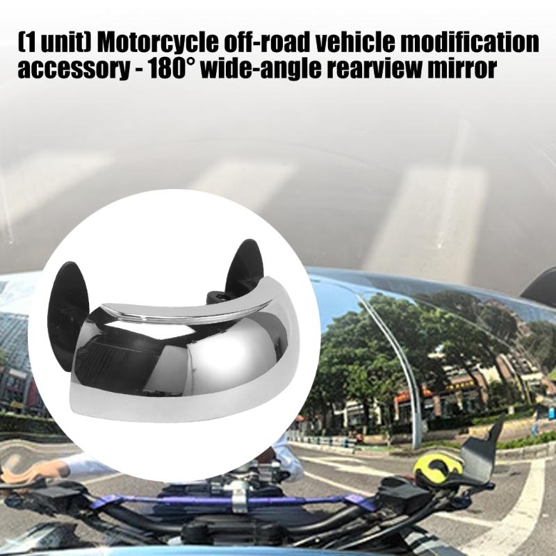 Front Center Mount Motorcycle Rearview Mirror 180 Degree Wide Angle Horizontal Panoramic Coverage for Enhanced Safety