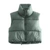Women's Winter Vest Sleeveless Short Jacket Lightweight Stand Collar Zipper Solid Color Quilted Vest