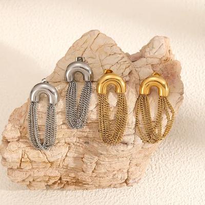 Simple Exqusite Trendy Gold Plated Tassel Earrings Fashion Stainless Steel Earrings For Women  Daily Wearing Party Gifts