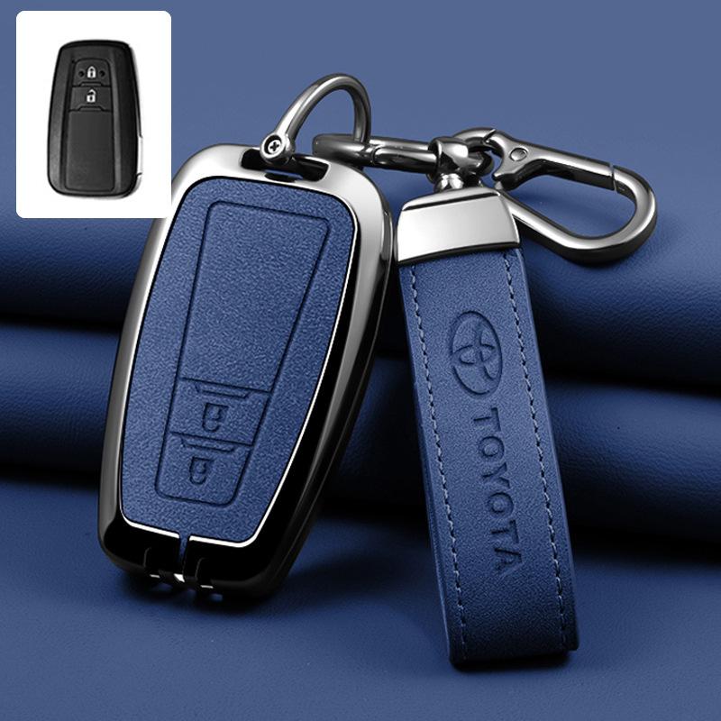 Leather Car Smart Remote Key Case Cover Shell for Toyota Avalon Camry RAV4 Prius CHR C-HR Corolla Land Cruiser Prado Keychain Ca