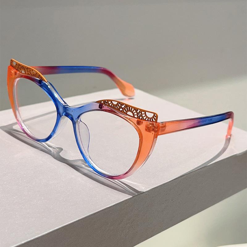 Fashion Gradient Purple Cat Eye Reading Glasses Women Luxury Designer Far Sight Optical Eyewear Prescription Chunky Glasses