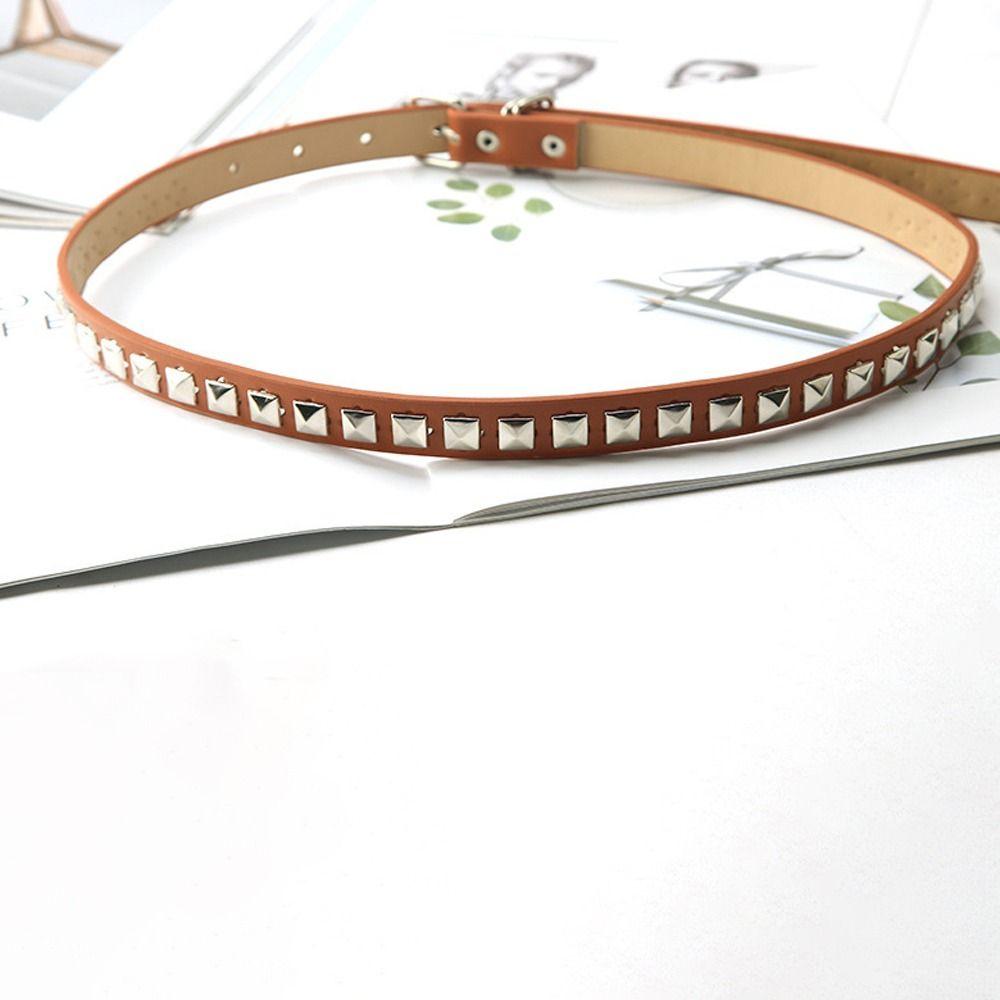 Belt Accessories Thin Metal Buckle For Men Rivet Waist Belts Women Waistband PU Leather Waist Strap