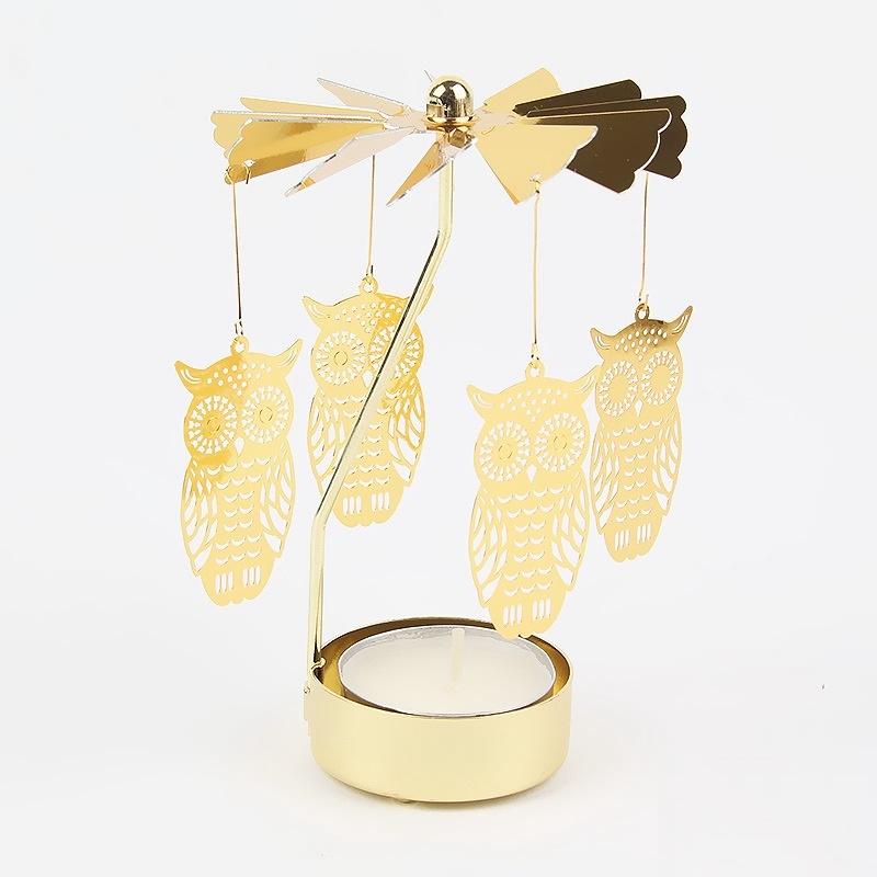Gol2026 Christmas Tree Snowman Santa Birthday Angel Fairy Spinning Rotating Carousel Candle Holder Tealight Drop Shipping