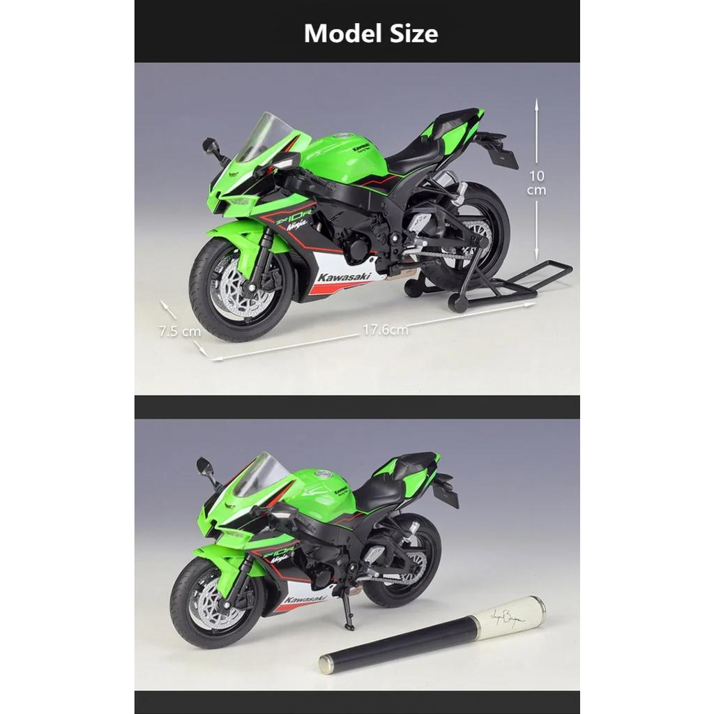 WELLY 1/12 2021 Kawasaki Ninja ZX-10R Alloy Motorcycle Model Simulation Diecast Metal Scale Motorcycle Model Childrens Toy Gifts