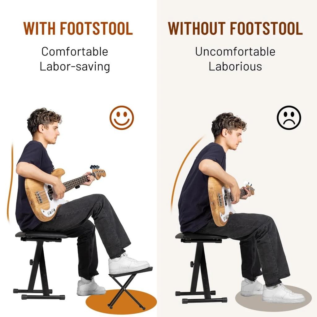 Miwayer Guitar Footrest Pedal Metal Non-Slip Rubber Pad Adjustable Folding 4/6-Position Height Footboard for Guitar Accessories