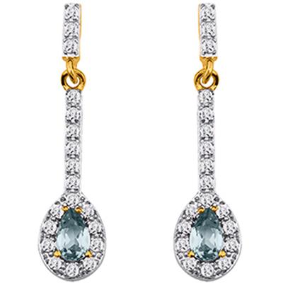 [N3787] - Gold Plated 'Scarlett' Blue and White Topaz Earrings