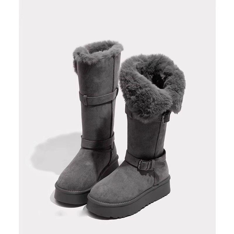 Women's Height-Increasing Shoes Two-Way Snow Boots Autumn and Winter Thick-Soled Long Boots Warm Snow Cotton
