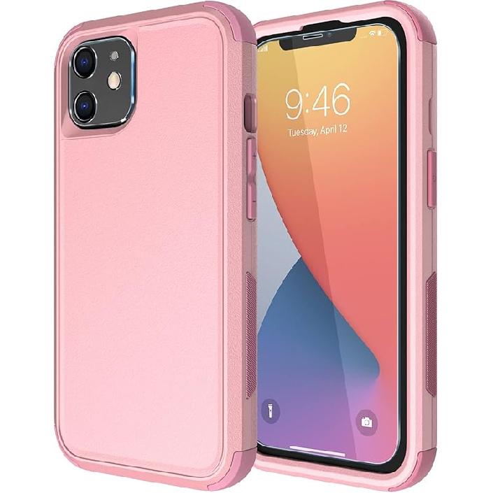 

Diverbox для чохла iPhone 11 [Протиударний] [Захищений від падінь] [Захисне скло для екрана], Чохол для телефону з посиленим захистом для Apple iPhone 11 Pink-3in1