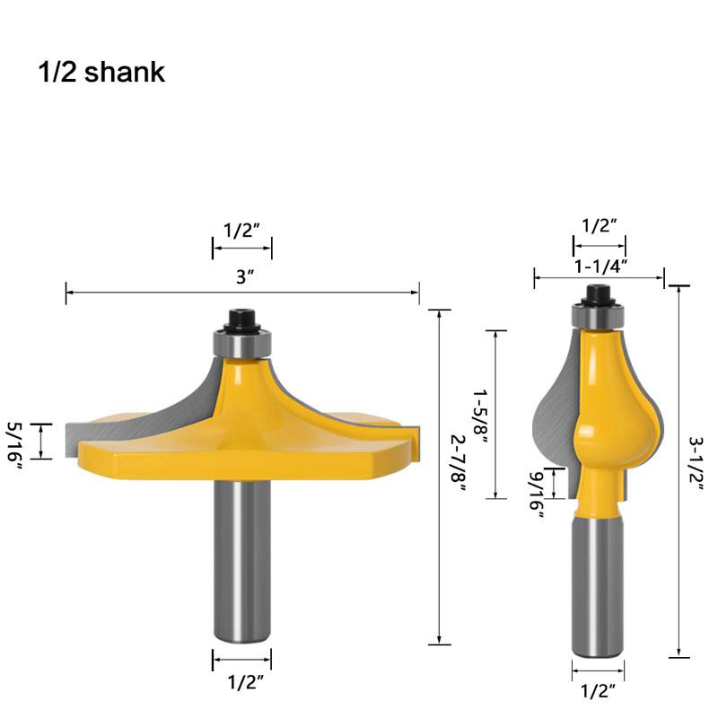 2-teiliges Handlauf-Fräser-Set, Standard-/Flötenlinienmesser, Schneidwerkzeuge für die Holzbearbeitung – 8 mm/12 mm/12,7 mm Schaft