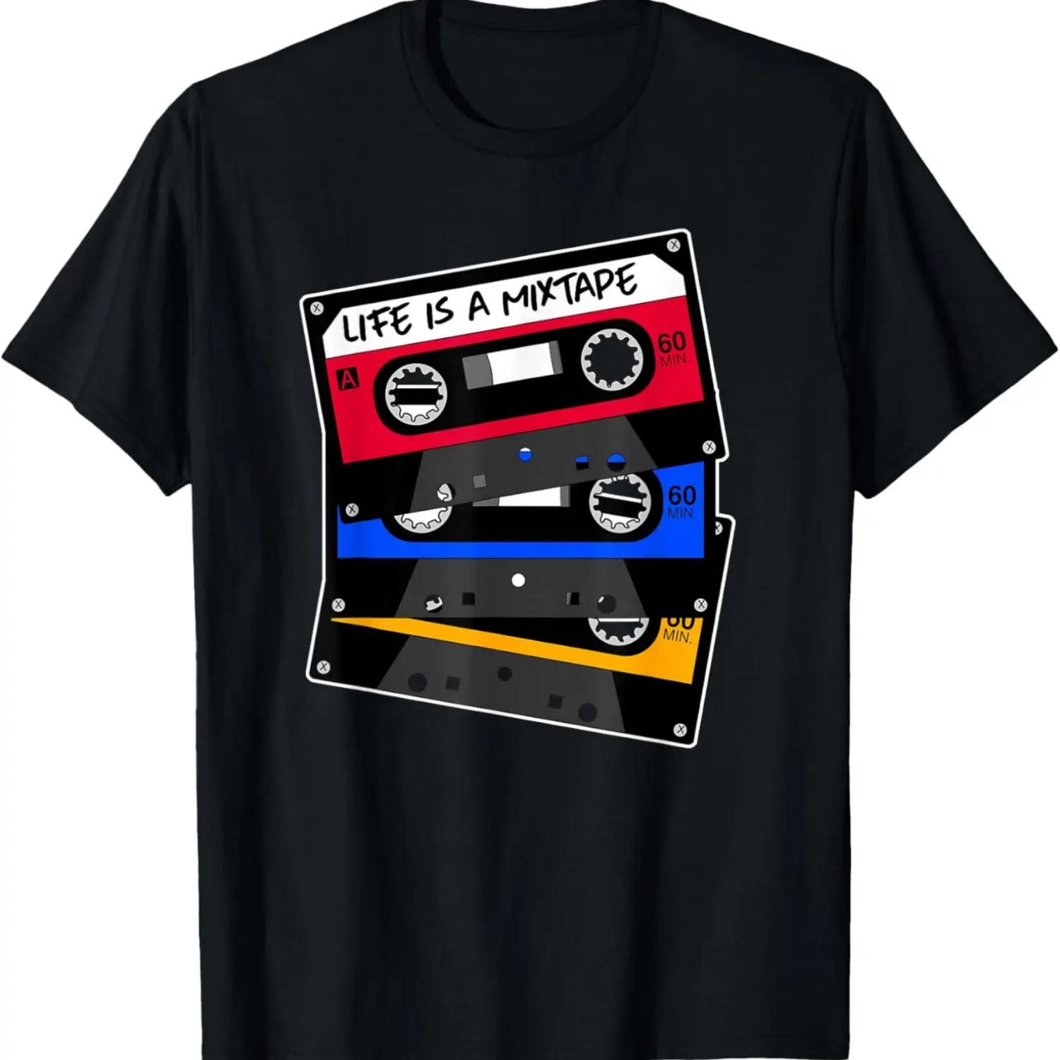 Жизнь — это микстейп, футболка с кассетой в стиле олдскул S