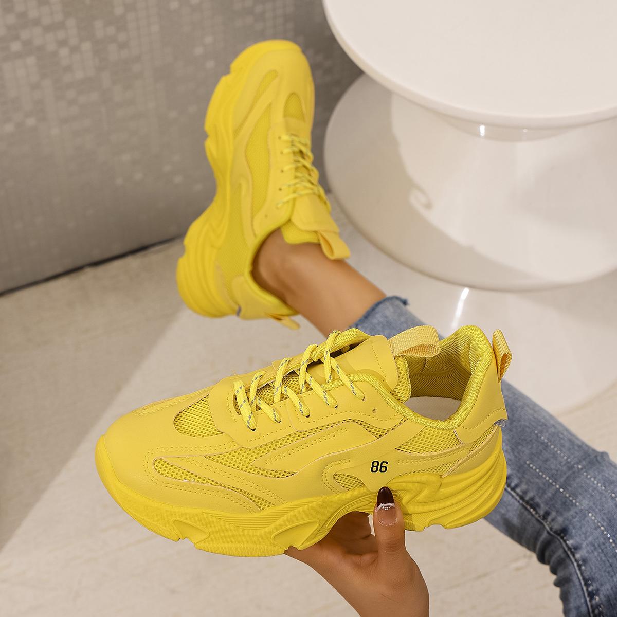 

Жіночі кросівки Нова мода Масивні вуличні тенісні кросівки Жіночі Платформа Зручні Легкі Дизайнерське взуття Жіноче 36 жовтий