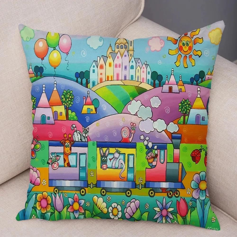 Colorful Creative Throw Pillow Cover With Short Plush Print For Living Room Sofa Decoration Cushion Cover Pillow Covers