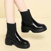 6cm Fashion Comfortable Soft Leather Boots Women's Platform Shoes Winter 2025 Flexible Elastic Sock Boots Warm Fur Ankle Botas