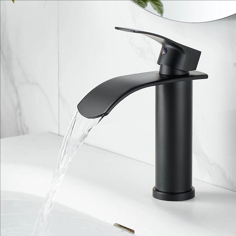 Brushed Gold Basin Faucets Waterfall Black Bathroom Faucet Single handle Basin Mixers Taps Tall Bath Faucet Sink Water Crane