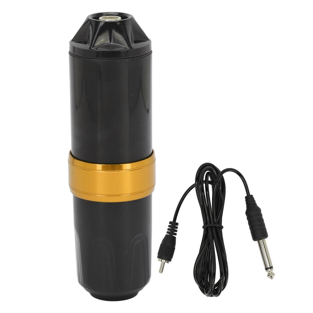 Tattoo Pen Rotatable Adjustable Stroke Length Cartridge Needle RCA Interface for Tattoo Beginners and Artists Black Gold