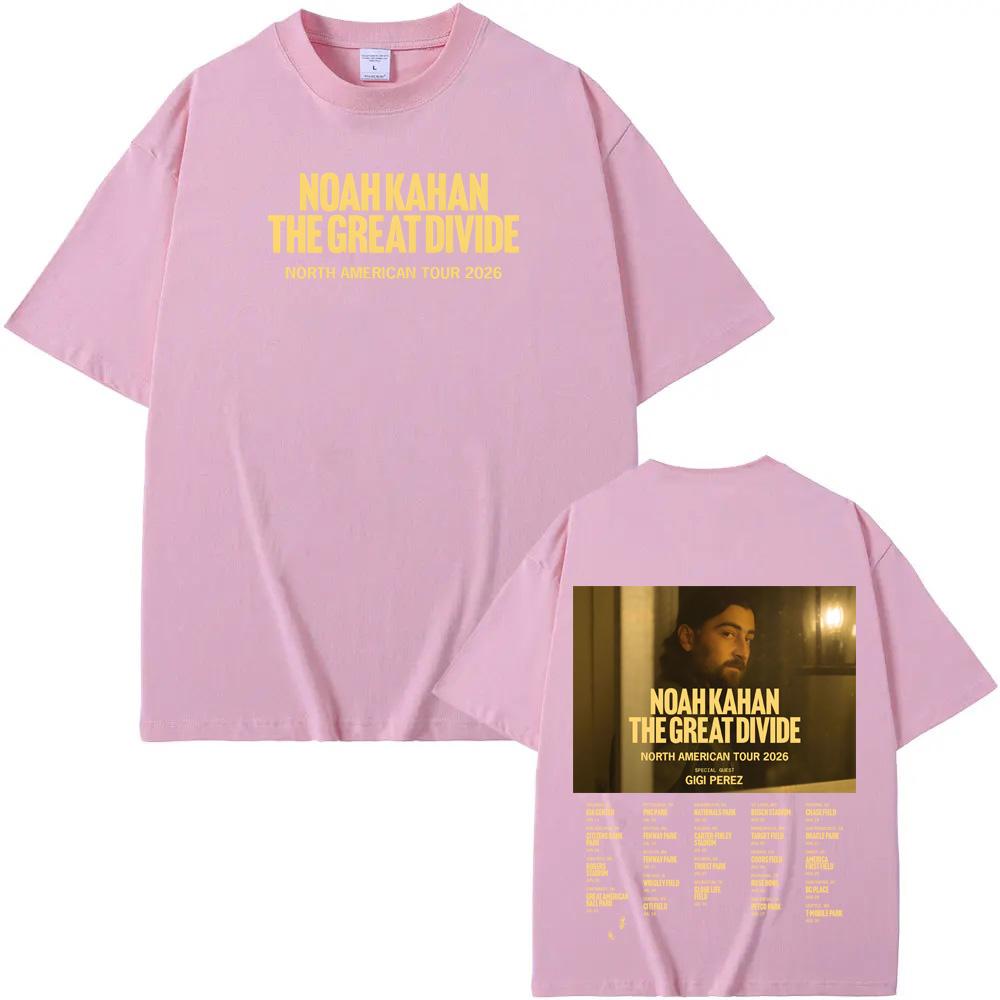 

The Great Divide Tour 2026 T-Shirt Noah Kahan tour Graphic Printing High Quality Tee Women/men 100%cotton Gothic O-neck Tshirt summer clothes S рожевий