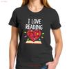 Festive I LOVE READING Cotton  T Shirt with Heart All Vintage Washed Designer Clothes Casual Fashion Slightly Breathable