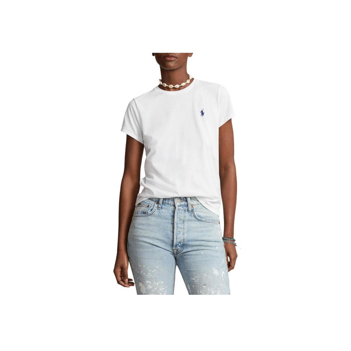 

Polo Ralph Lauren Logo Round Neck Short Sleeve T-Shirt Women T-Shirt White 211898698005-WHITE XS