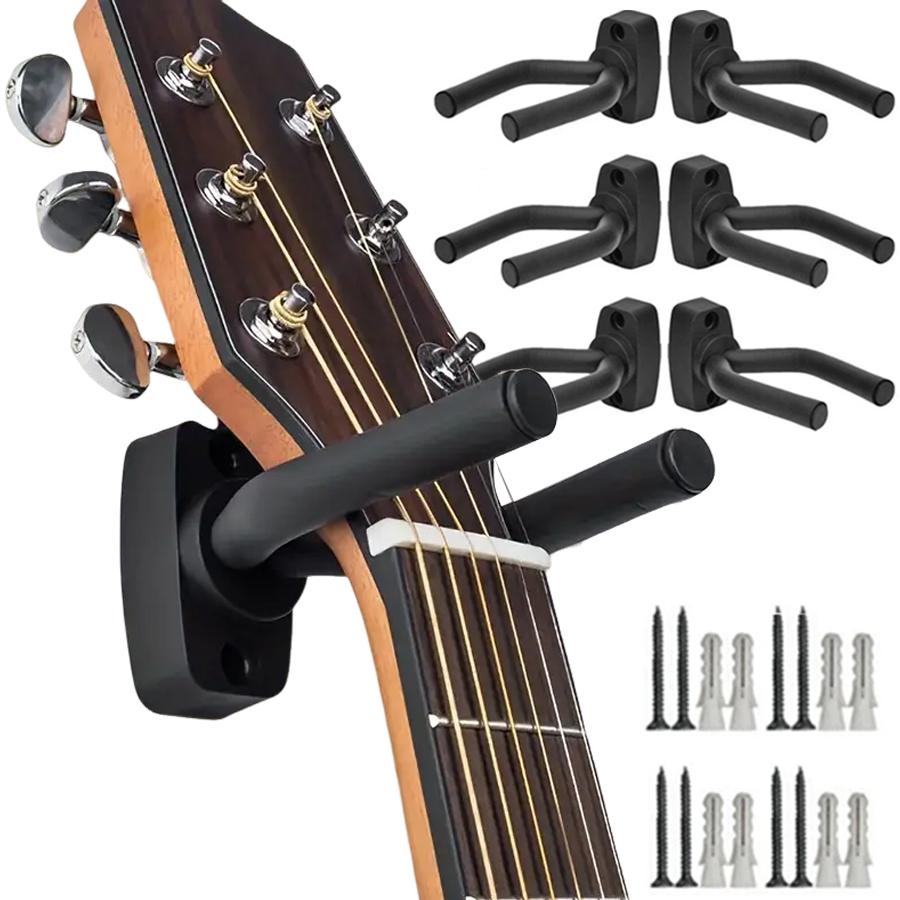 1-10pcs Adjustable Wall-Mounted Guitar Holder Stainless Steel Non-Slip Sponge Stand Easy Install for Stringed Instrument Ukulele