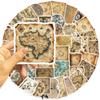 50 Pieces of Cartoon Retro World Map Travel Aesthetic Stickers for Decorating Notebooks, Mobile Phones and Water Bottles - Waterproof Stickers