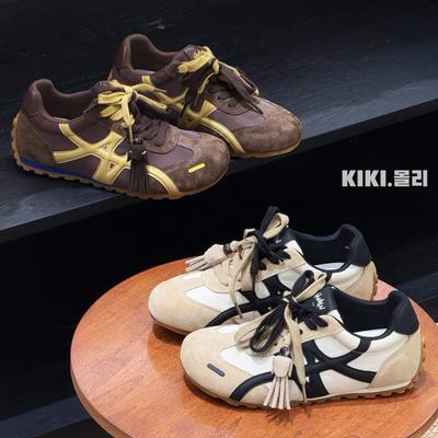 Zapatos de cuero Forrest Gump para mujer 2025 otoño nuevos punta redonda suela gruesa combinación de colores antideslizantes cómodos casuales deportivos zapatos de skate modernos