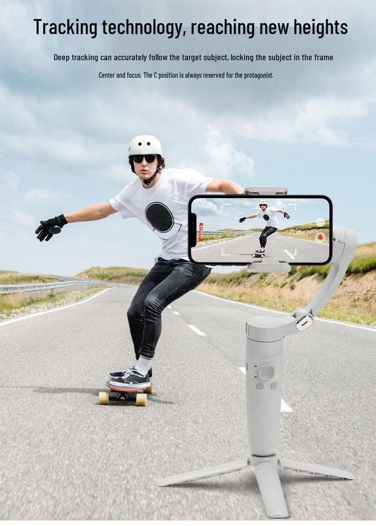 M1 Handheld Gimbal: Three-Axis Stabilizer with Anti-Shake & Smart Face Tracking for Mobile Photography & Live Streaming.