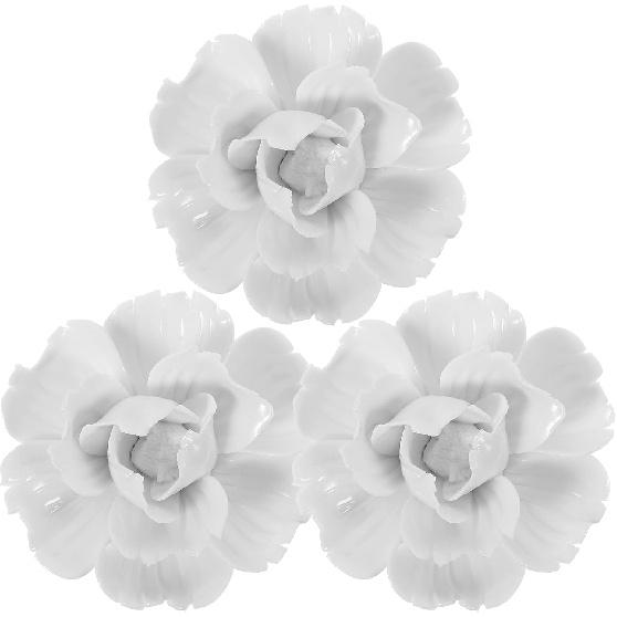 HOMSFOU Home Decor 3d Wall Decor Ceramic Wall Decor 3pcs 3D Handcrafted Hanging Flowers Porcelain Peony Wall Art Farmhouse Floral Sculpture for