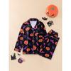 Womens Long Sleeve Pajama Set With Lapel Collar Cartoon Print Loose Fit Winter Home Wear