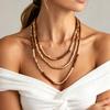 Multi-Layer Beaded Necklace with Colorfast Finish and Light Luxury Style