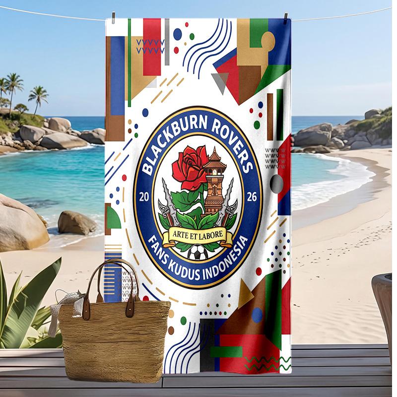 Telo Mare con Stampa Calcio Blackburn Rovers, Telo Grande Morbido Asciugatura Rapida per Spiaggia Campeggio Nuoto