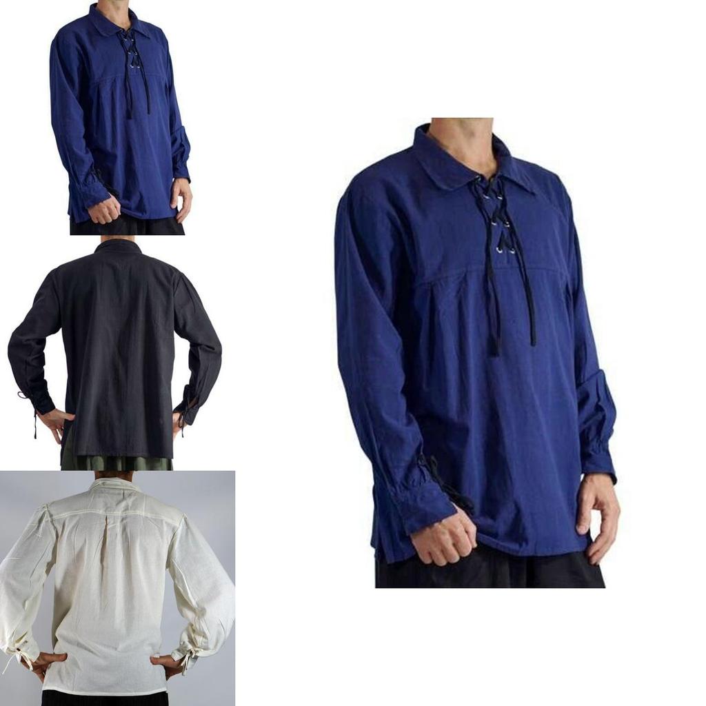 Soft And Comfortable Medieval Style Pirate Shirt For Men With Wide Cuff Sleeves