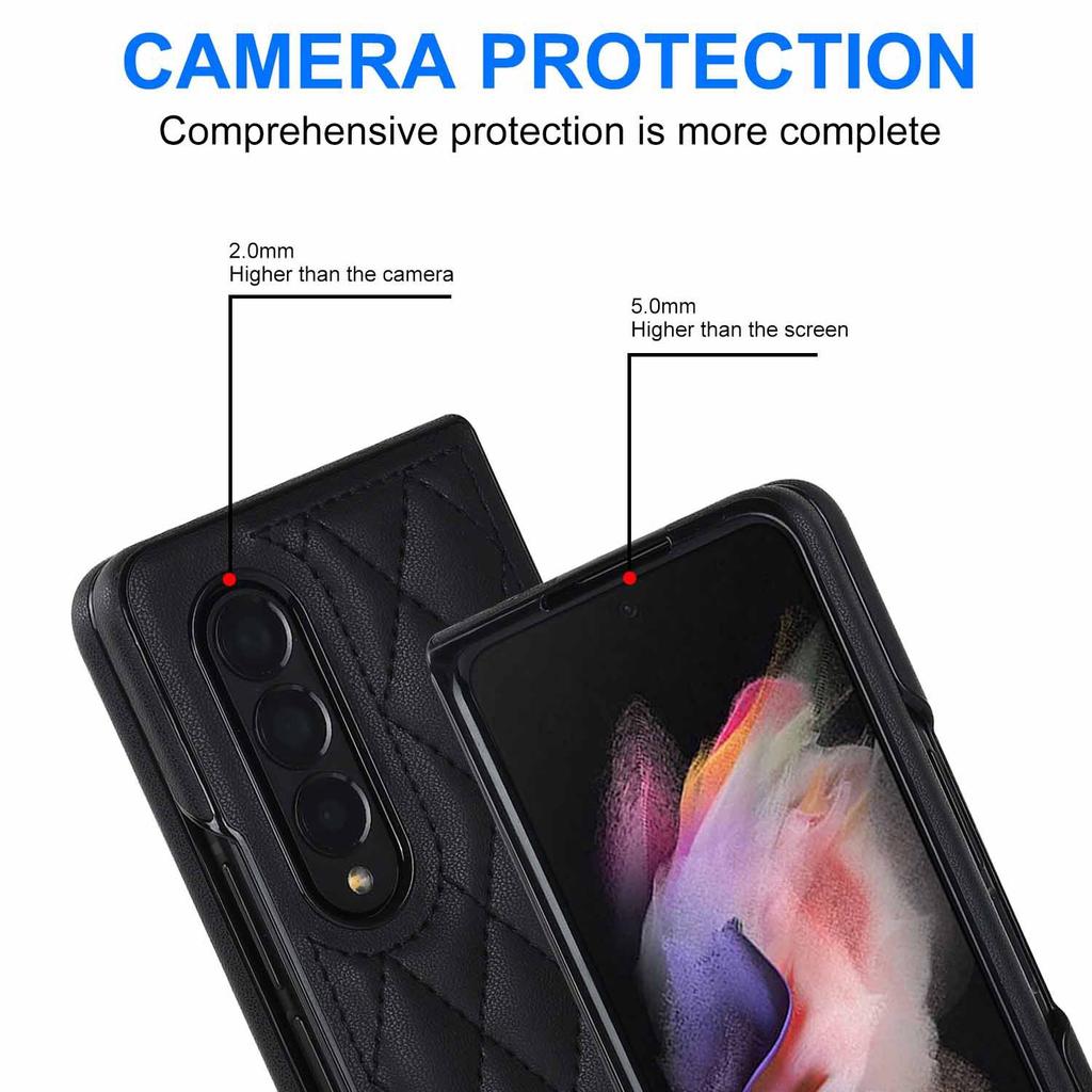 Fold7 Luxus Klapphandy Hülle für Samsung Galaxy Z Fold 7 6 5 4 3 5G Diamant Gitter Muster Leder Anti-Fall Schutz Hülle