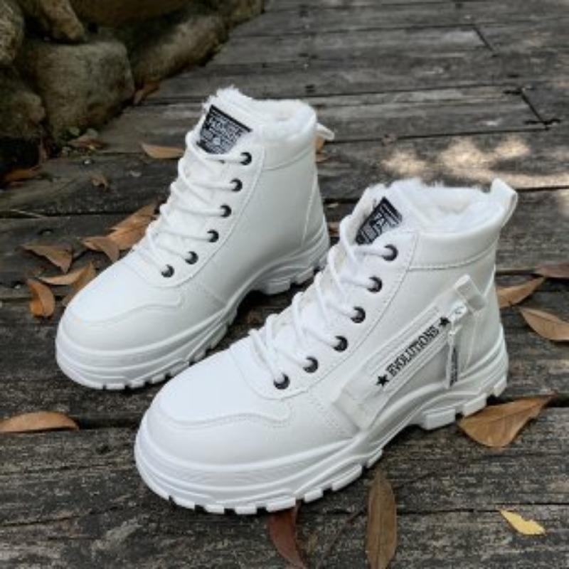 Women's Large Size Fur Mouth Thick Sole Soft Sole Winter Warm Fur Snow Boots Padded Lined Ankle Boots Non-Slip Hiking Sports Cotton Boots