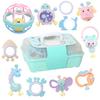 11 PCS Baby Rattle Teether Toy Set with Storage Box, Newborn Sensory Toys, Montessori Toys for 0-12 Months, Gift for Boys and Girls