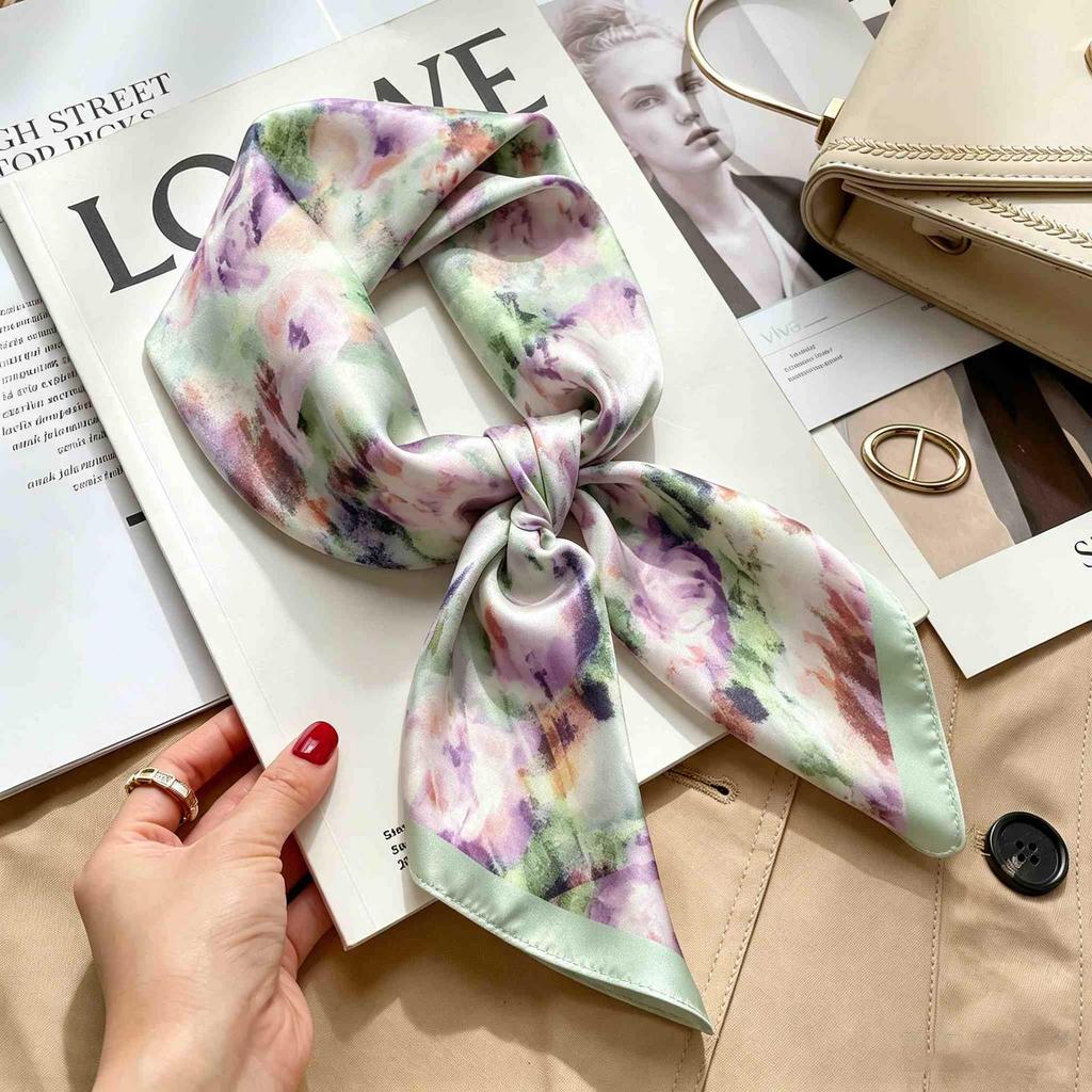 Versatile Faux Silk Small Square Scarf - Elegant Neck Accessory for Spring and Summer