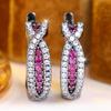 Brilliant Four Color Option Zircon Cross Twisted Hoop Earrings for Women Daily Wear and Party