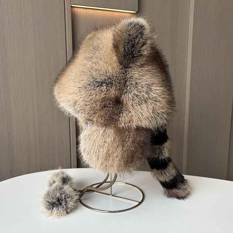 Pälsmössa Dam Imitation Rävpäls Vinter Varm Förtjockad Mongolisk Mössa Mode Söt Lei Feng-mössa