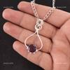 Round Amethyst Stone 925 Silver Daughter Gift Engagement Elegant Wedding Pendant PP-40-1