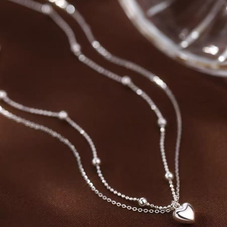 925 Sterling Silver Double Heart Necklace - Women's Luxury Choker for 2025