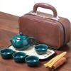 Portable Ceramic Kung Fu Tea Set with Kuaike Cup Travel Outdoor Camping Art Tea Set Business Gift with Storage Box