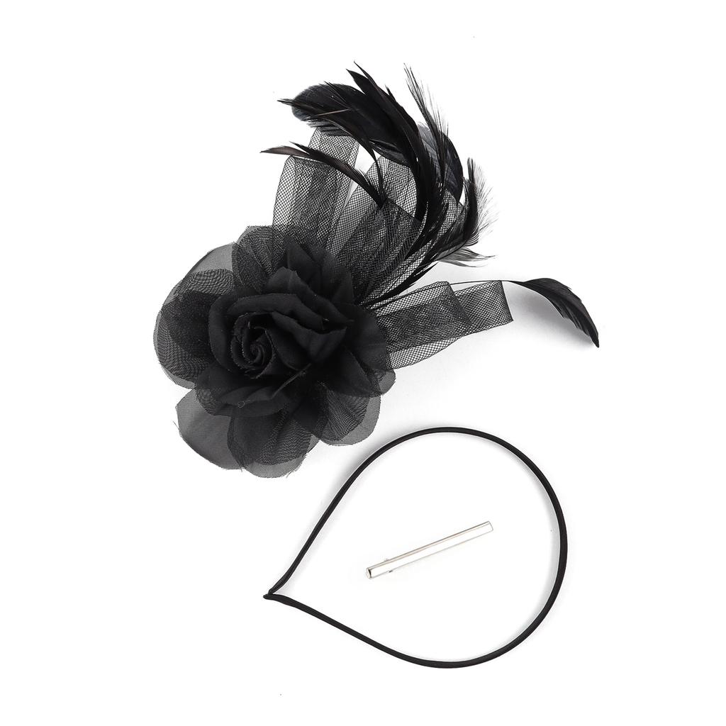 Elegant Feather Hair Accessory For Women Elastic Hairband With Adjustable Clip For Horse Races Parties Photography