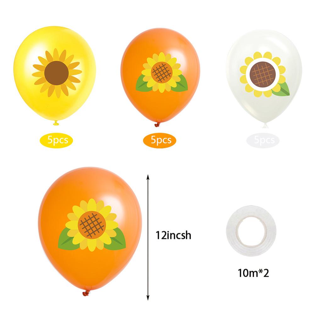 Sunflower Theme Birthday Party Decoration Supplies Set Contains Birthday Banner Cake Insert Card and Latex Balloons
