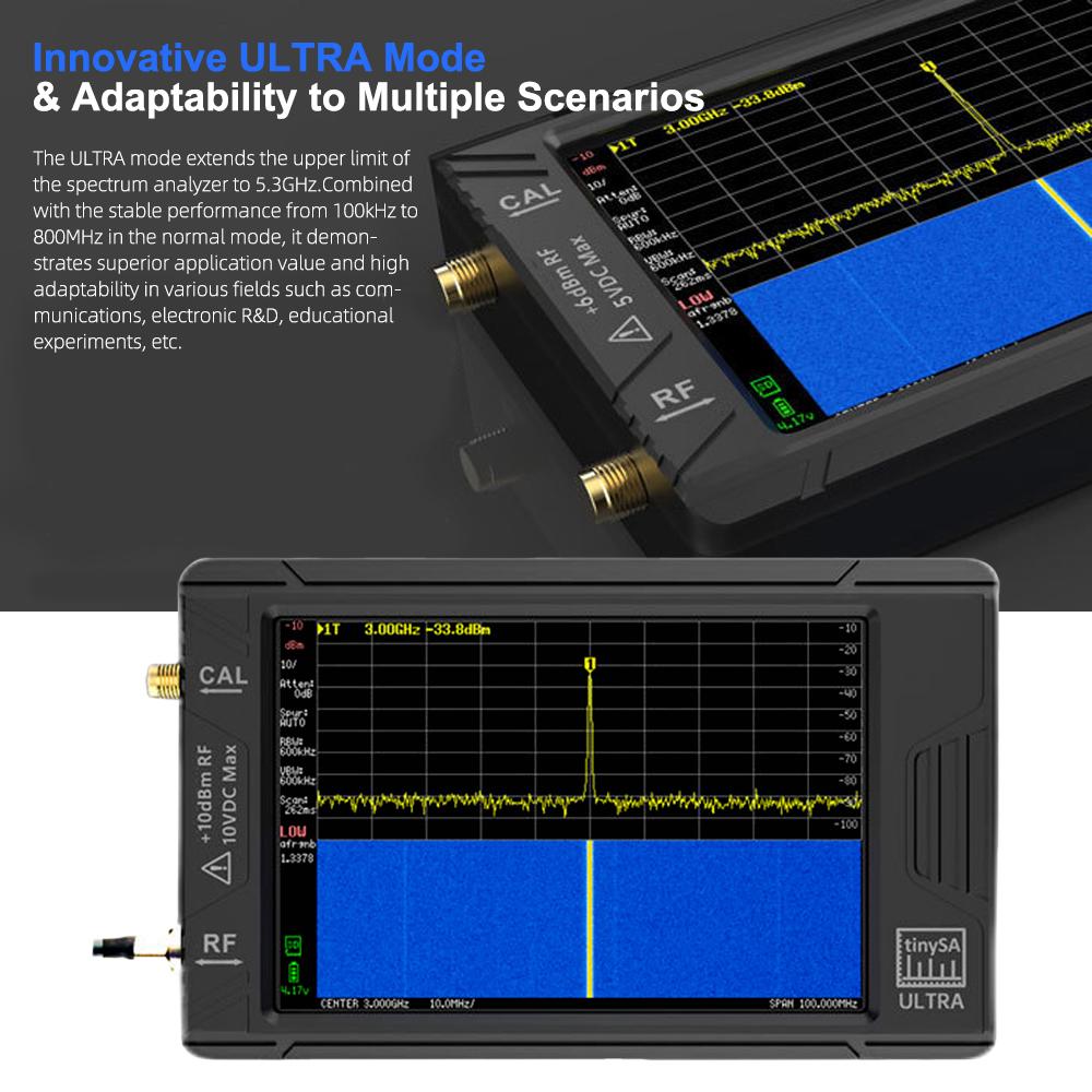 Portable Spectrum Analyzer Handheld 100k-5.3GHz High Frequency Signal Generator with TFT Touchscreen Support PC Connection
