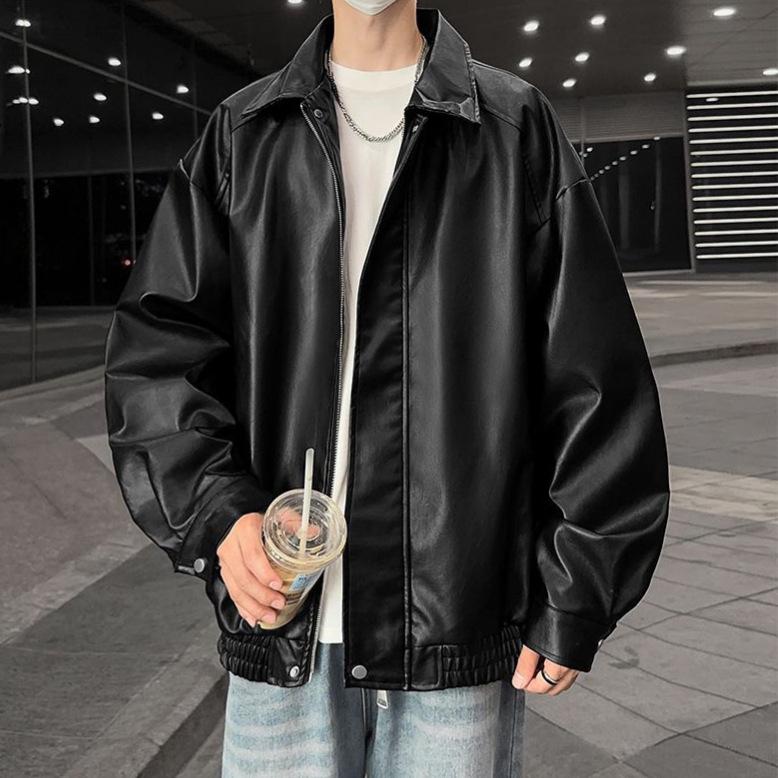 Herren Retro Lederjacke im Hong Kong Stil - Herbst/Winter Lässiges Reversdesign.